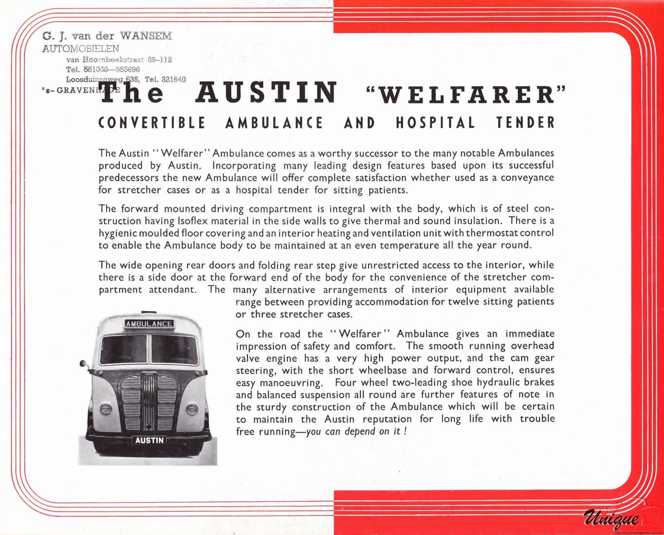 1950 Austin Welfarer Ambulance Brochure Page 1